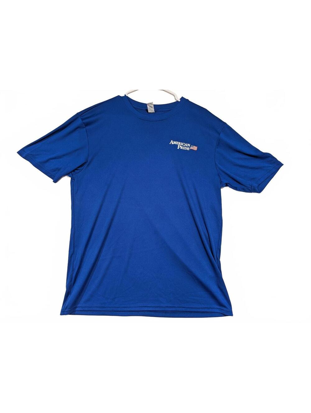 American Pride Performance T-Shirt Blue Mens Large 100% Polyester Patriotic Flag